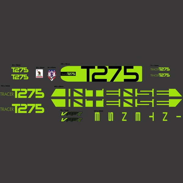 INTENSE(インテンス)TRACER(トレーサー)T275フレームステッカーセット(ライムグリーン)