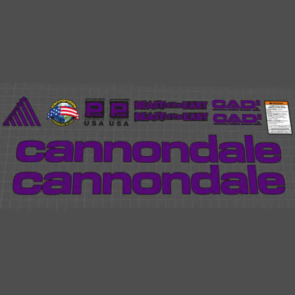 cannondale(キャノンデール)BEAST OF THE EAST(ビーストオブザイースト)フレームステッカーセット(1996/パープル)