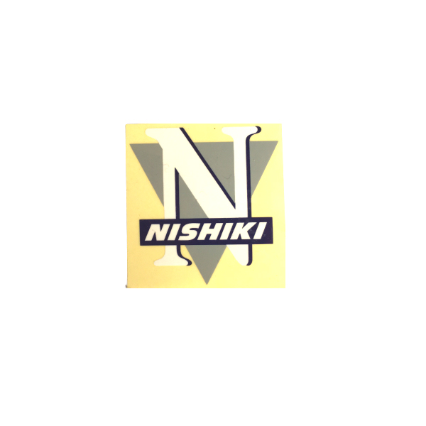 NISHIKI(ニシキ)ビンテージヘッドマーク ステッカー(ホワイトロゴ/グレー/ダークネイビー)