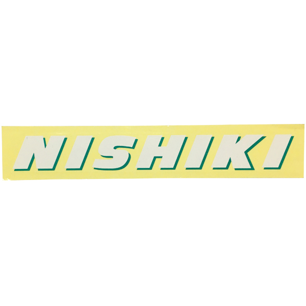 NISHIKI(ニシキ)ビンテージロゴステッカー(ホワイト/グリーンアウトライン)