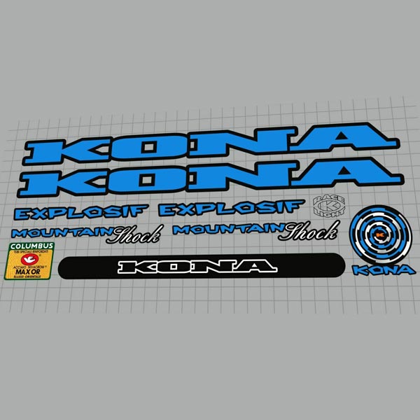 KONA(コナ)EXPLOSIF(エクスプロシフ)フレームステッカーセット(1996/ブルー/ブラックアウトライン)