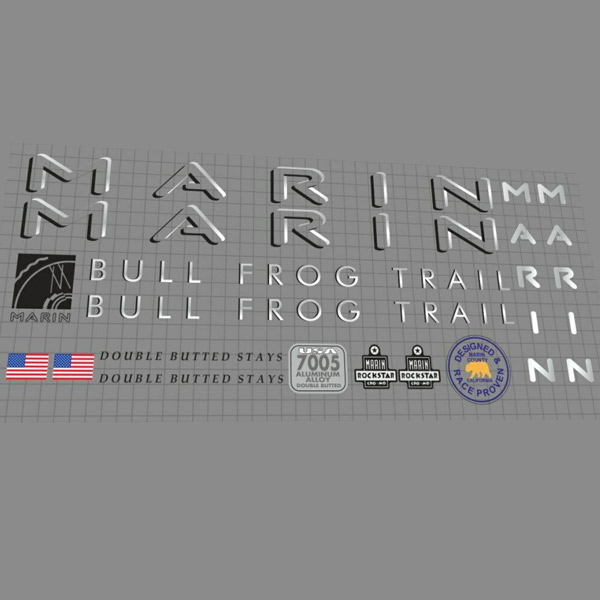 MARIN(マリン)BULL FROG TRAIL(ブルフロッグトレイル)ステッカーセット(1994/グレー/シルバー)