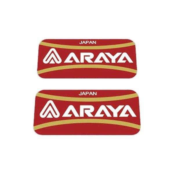 ARAYA(アラヤ)リムステッカー(レッド/ホワイトロゴ/ミラーゴールドライン)