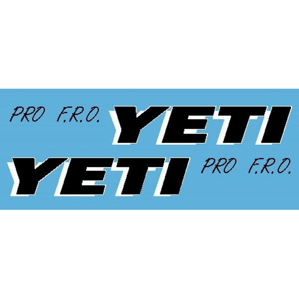 YETI(イエティ)PRO F.R.O. DOWN TUBE(ダウンチューブ)ステッカー(ブラック/ホワイトアウトライン)