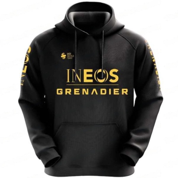 INEOS GRENADIER(イネオス グレナディア)チームフードパーカー(2023/ブラック/イエローロゴ)