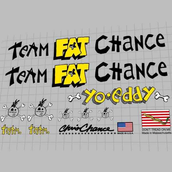 FAT CHANCE(ファットチャンス)yo eddy(ヨーエディ)フレームステッカーセット(1990/ブラック/イエロー)