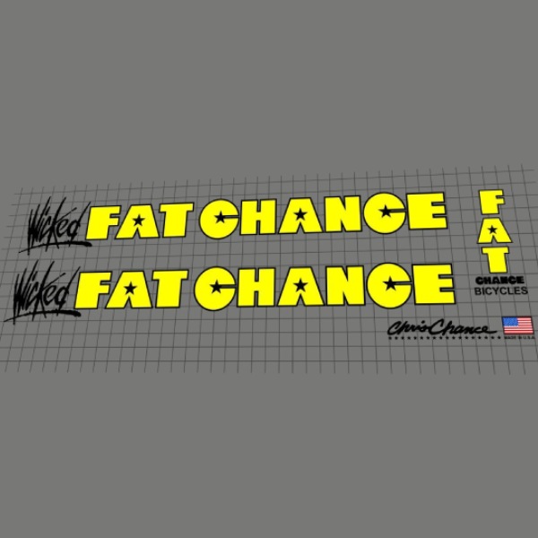 FAT CHANCE(ファットチャンス)Wickedフレームステッカーセット(1987/イエロー/ブラックアウトライン)