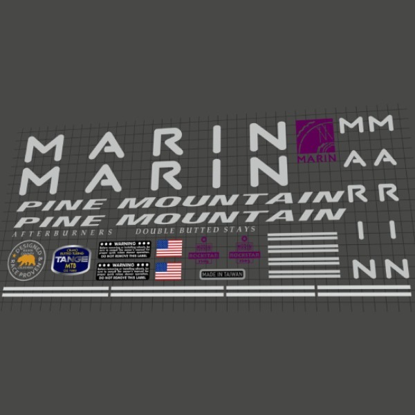 MARIN(マリン)PINE MOUNTAIN(パインマウンテン)フレームステッカーセット(1993/シルバー)