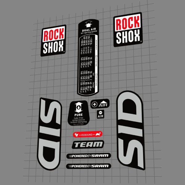 ROCK SHOX(ロックショックス)SID TEAMフロントサスペンションフォークステッカーセット(2005/シルバー)