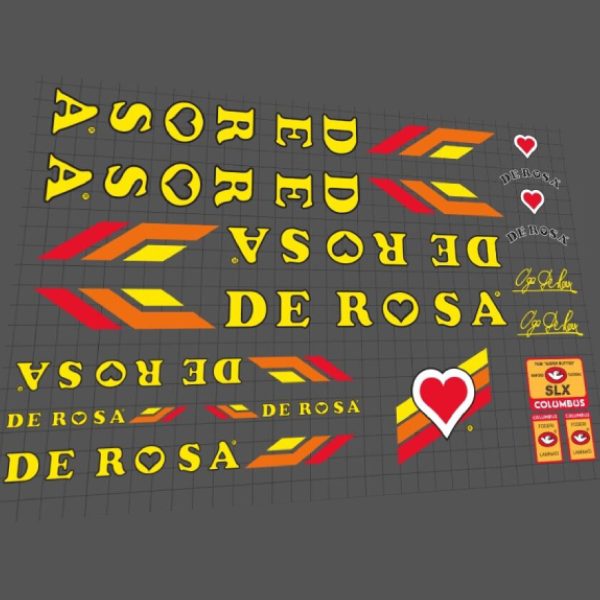 DE ROSA(デローザ)PROFESSIONAL(プロフェッショナル)SLXトラックバイクフレームステッカーセット(TEAM ARIOSTEA 1987/イエロー)