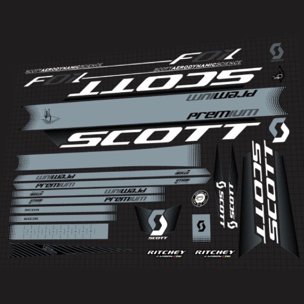 SCOTT(スコット)Foil Premium(フォイルプレミアム)フレームステッカーセット(2012/ホワイト/グレー/ブラック)