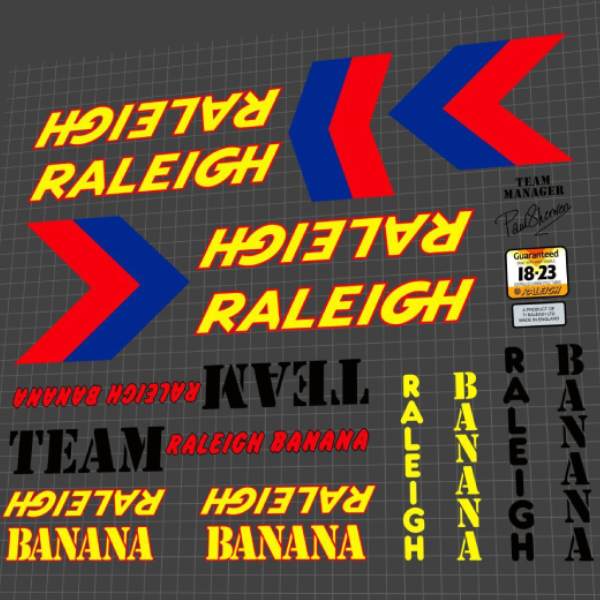 RALEIGH(ラーレー)TEAM BANANA(チームバナナ)フレームステッカーセット(1988/マルチカラー)