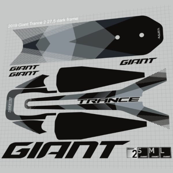 GIANT(ジャイアント)TRANCE(トランス)2 フレームステッカーセット(2019/ブラック/グレー)