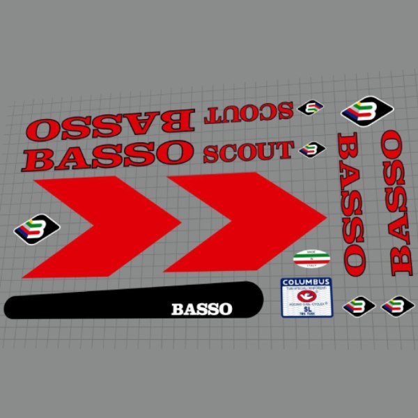 BASSO(バッソ)SCOUT(スカウト)フレームステッカーセット(1991/レッド)