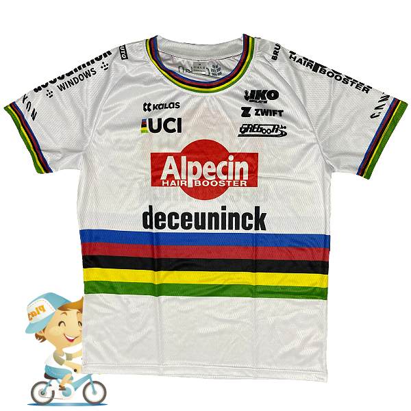 Alpecin-Deceuninck(アルペシン・ドゥクーニンク)チームテクニカルシャツ(2023/ホワイト/ワールドチャンピオン)