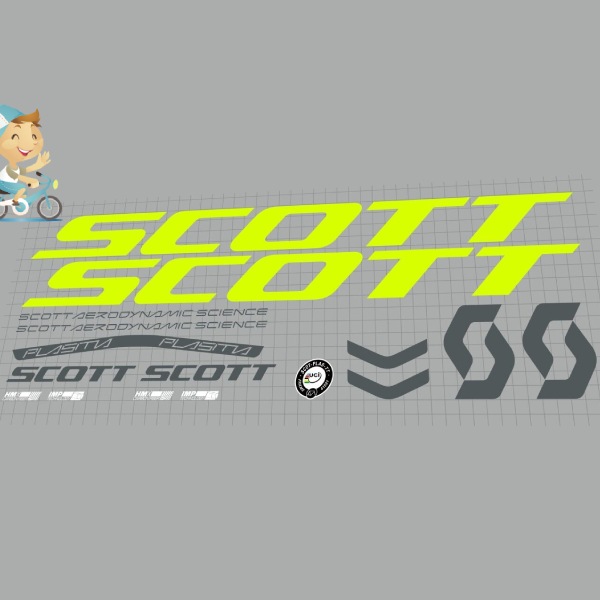 SCOTT(スコット)PLASMA(プラズマ)RCフレームステッカーセット(2019/FLUO YELLOW(フルオイエロー)/GRAY(グレー))