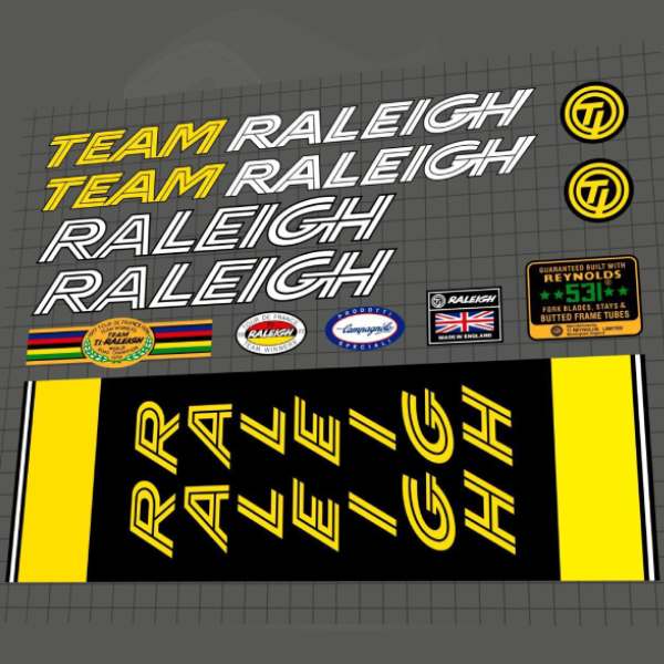 RALEIGH(ラーレー)TEAM T.I.フレームステッカーセット(1979/マルチカラー)