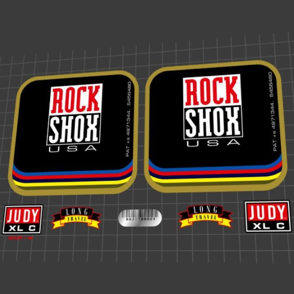 ROCK SHOX(ロックショックス)JUDY(ジュディ)XL Cフロントサスペンションフォークステッカーセット(1998/ブラック/ゴールド)