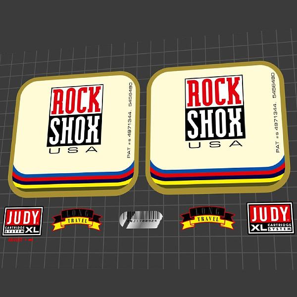ROCK SHOX(ロックショックス)JUDY(ジュディ)XLフロントサスペンションフォークステッカーセット(1998/クリーム/ゴールド)
