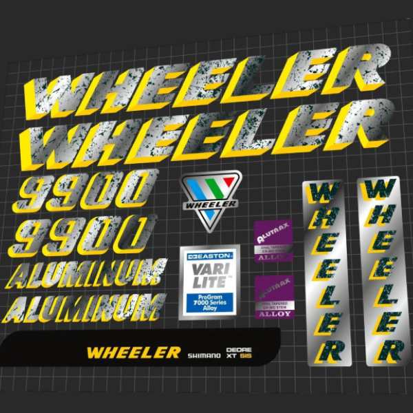 WHEELER(ホイーラー)9900 Aluminumフレームステッカーセット(1992/クローム/イエロー)