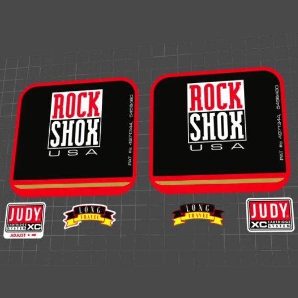 ROCK SHOX(ロックショックス)JUDY(ジュディ)XCフロントサスペンションフォークステッカーセット(1998/ブラック/レッド)