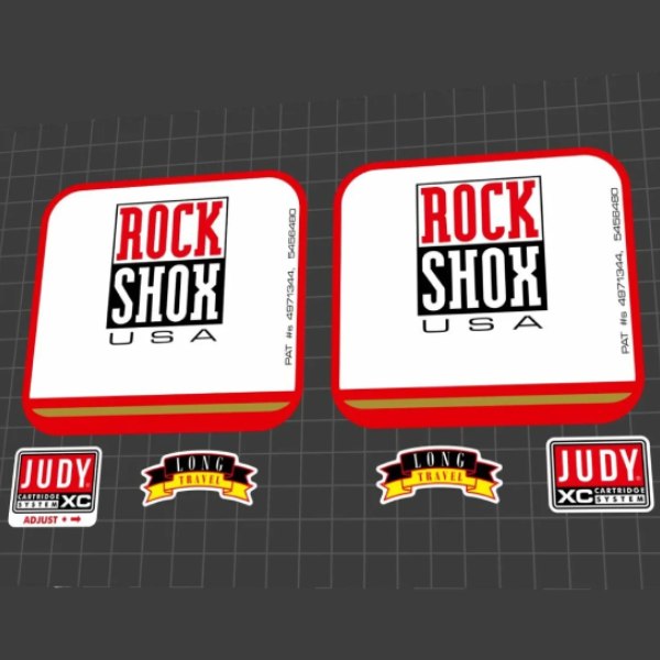 ROCK SHOX(ロックショックス)JUDY(ジュディ)XCフロントサスペンションフォークステッカーセット(1998/ホワイト/レッド)