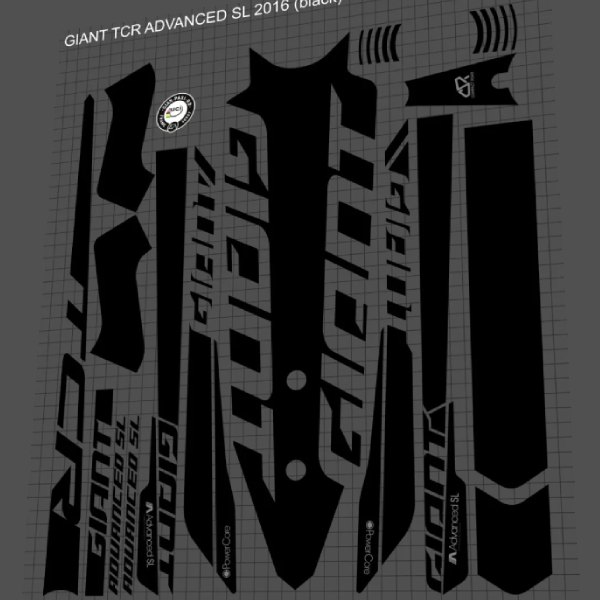 GIANT(ジャイアント)TCR Advanced SLフレームステッカーセット(2016-2019/ブラック)