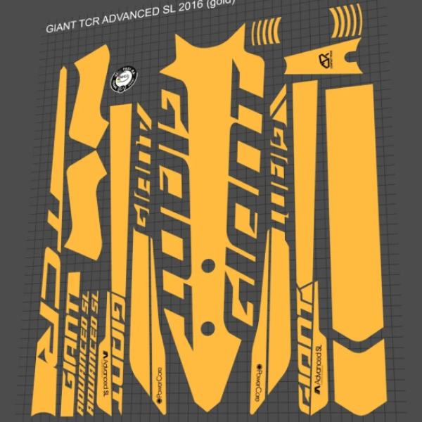 GIANT(ジャイアント)TCR Advanced SLフレームステッカーセット(2016-2019/ゴールド)