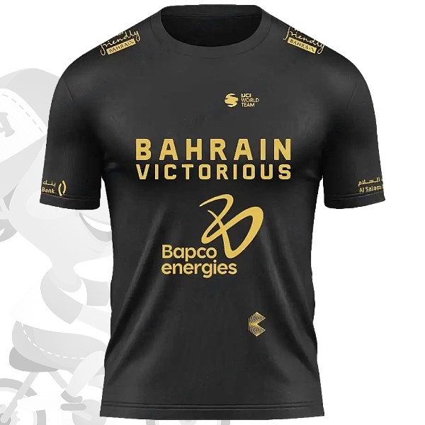 BAHRAIN VICTORIOUS(バーレーン ヴィクトリアス)チームテクニカルシャツ(2024/ブラック/ゴールドロゴ)