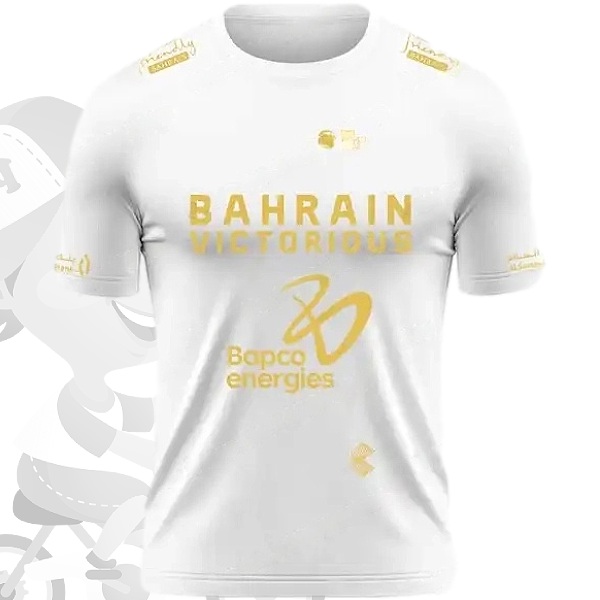 BAHRAIN VICTORIOUS(バーレーン ヴィクトリアス)チームテクニカルシャツ(2024/ホワイト/ゴールドロゴ)