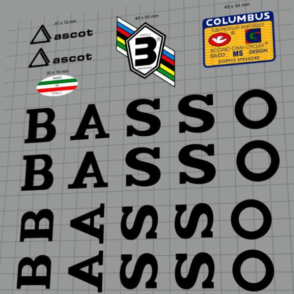BASSO(バッソ)ascot(アスコット)フレームステッカーセット(1990/ブラック)