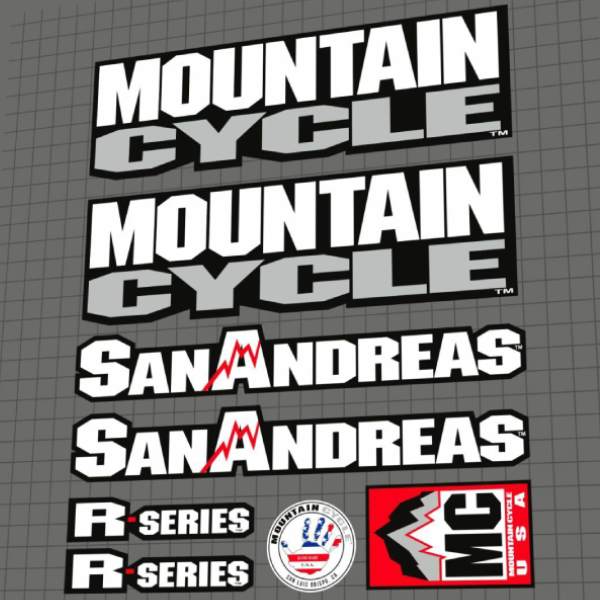 MOUNTAIN CYCLE(マウンテンサイクル)SAN ANDREAS(サンアンドレアス)フレームステッカーセット(1994/ホワイト/グレー)
