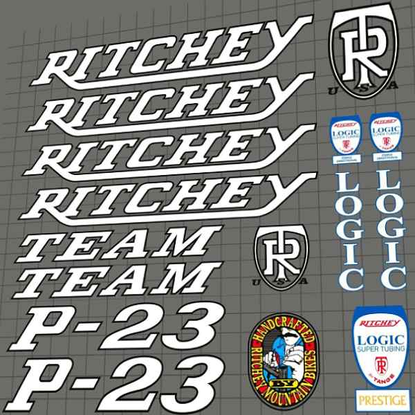 RITCHEY(リッチー)P23フレームステッカーセット(1991/ホワイト/ブラックアウトライン)