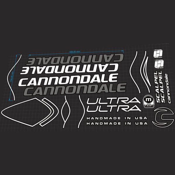 CANNONDALE(キャノンデール)SCALPEL(スカルペル)5フレームステッカーセット(ホワイト/グレー)