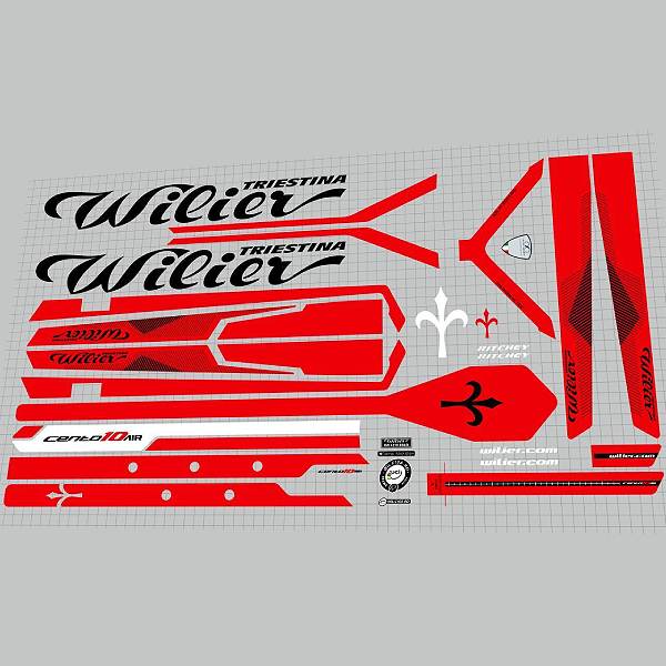 Wilier(ウィリエール)TRIESTINA(トリエスティーナ)cento 10 AIRフレームステッカーセット(2017-2018/レッド)
