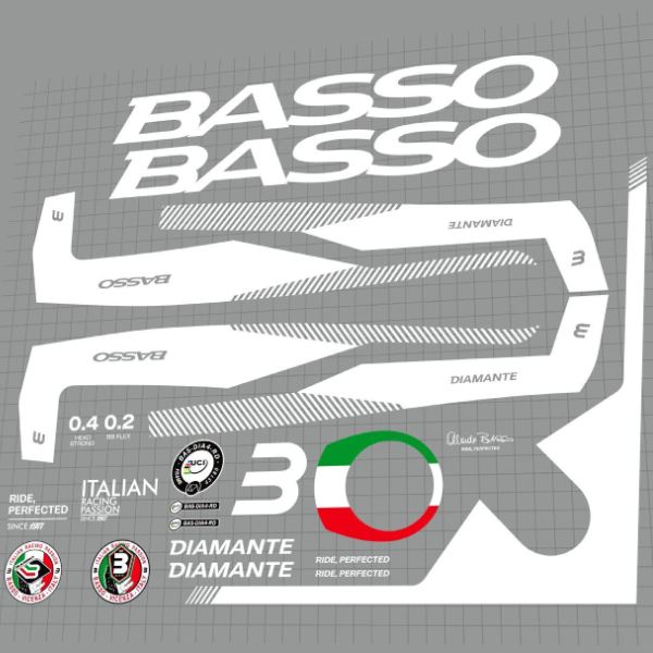 BASSO(バッソ)DIAMANTE(ディアマンテ)フレームステッカーセット(2021/ホワイト)