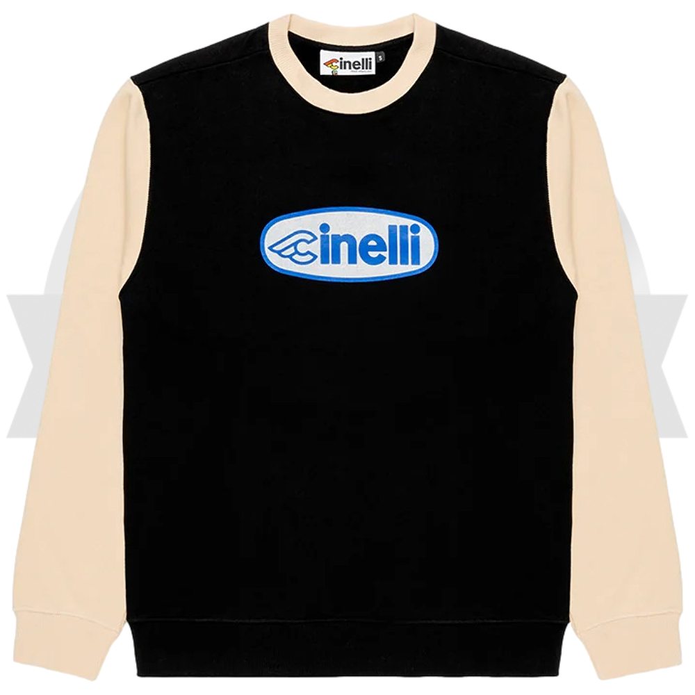 Cinelli(チネリ)CREWNECK OVAL(クルーネックオーバル)スウェットシャツ(ブラック/ホワイト)