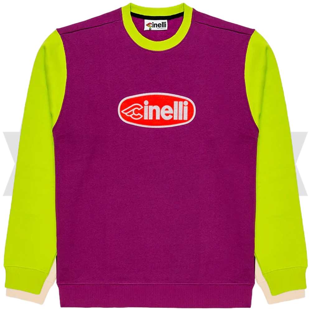 Cinelli(チネリ)CREWNECK OVAL(クルーネックオーバル)スウェットシャツ(パープル/グリーン)