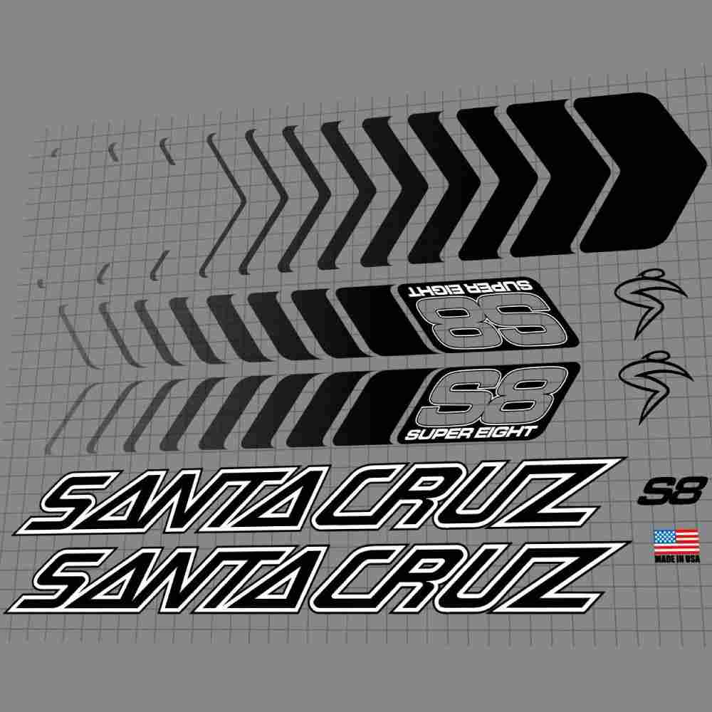 SANTA CRUZ(サンタクルーズ)SUPER 8(スーパーエイト)フレームステッカーセット(2000-2002/ブラック)