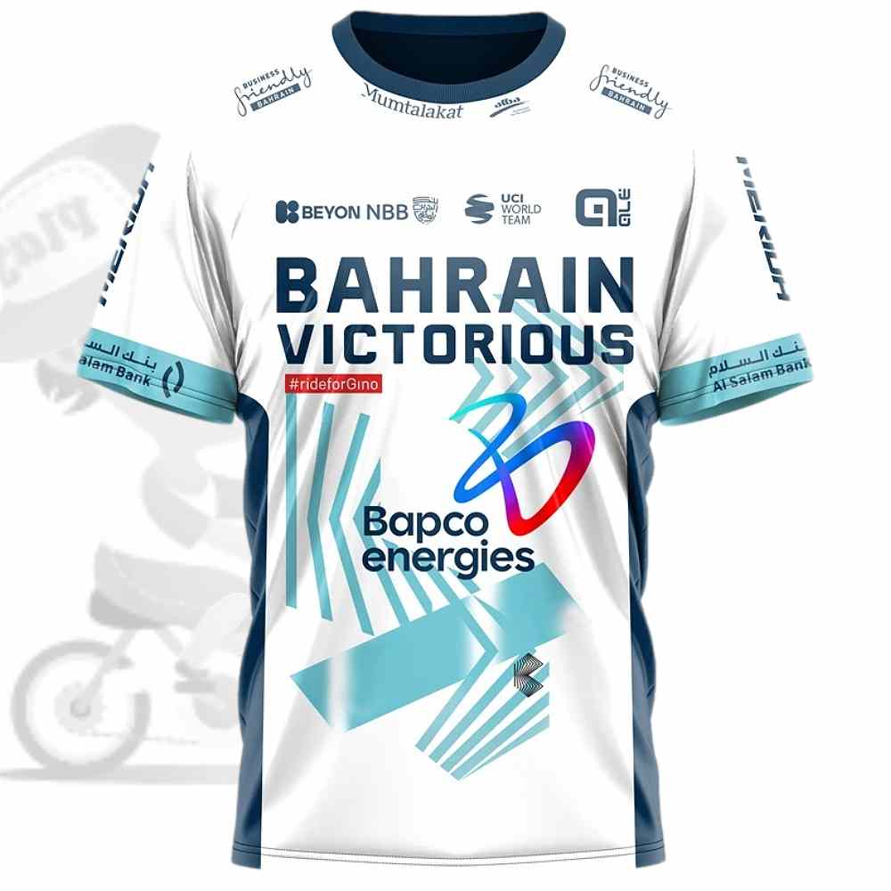 BAHRAIN VICTORIOUS(バーレーン ヴィクトリアス)チームテクニカルシャツ(2024/ホワイト/ティール)