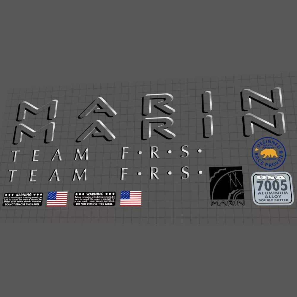 MARIN(マリン)TEAM F.R.S.(チームエフアールエス)フレームステッカーセット(1994/シルバー)