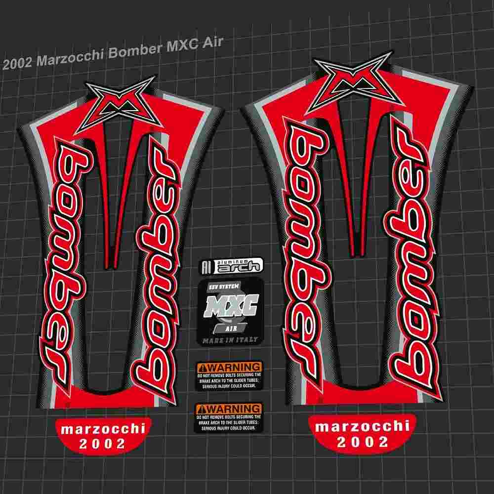 MARZOCCHI(マルゾッキ)bomber(ボンバー)MXC Airフロントサスペンションフォークステッカーセット(2002/レッド) |  Pursuit Kids / e-store