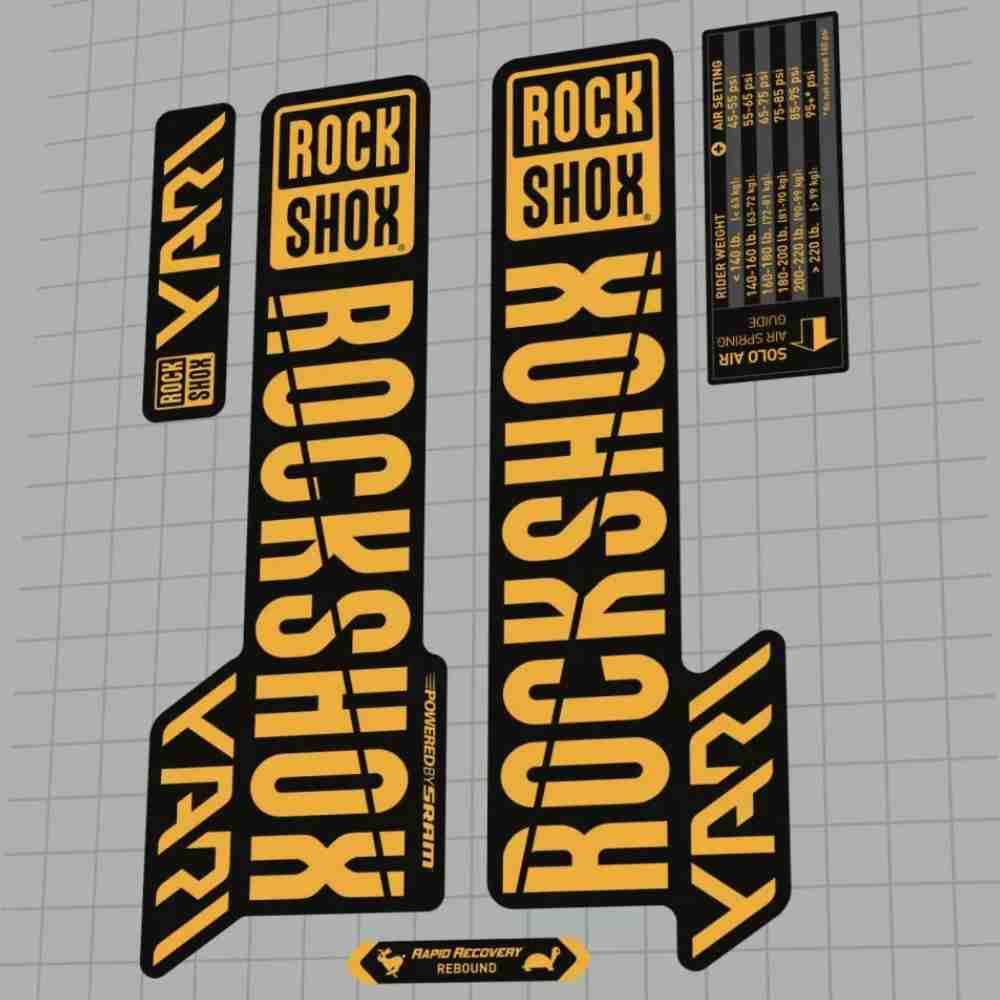 ROCK SHOX(ロックショックス)YARI(ヤリ)フロントサスペンションフォークステッカーセット(2018/ゴールド)
