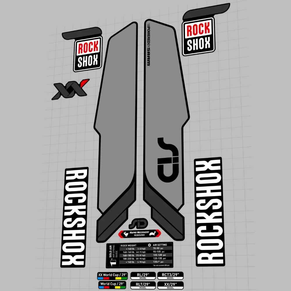 ROCK SHOX(ロックショックス)SID XX WORLD CUP 29フロントサスペンションフォークステッカーセット(2014/ブラック)