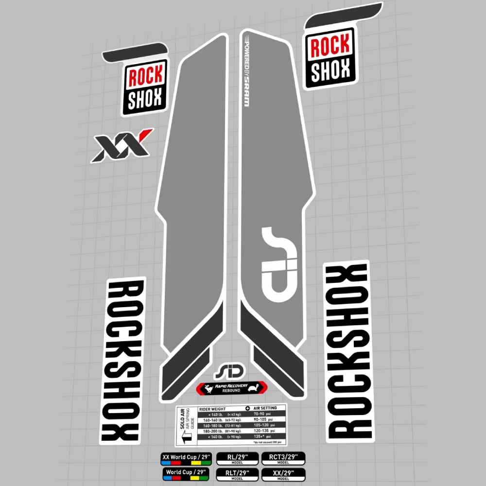 ROCK SHOX(ロックショックス)SID XX WORLD CUP 29フロントサスペンションフォークステッカーセット(2014/ホワイト)