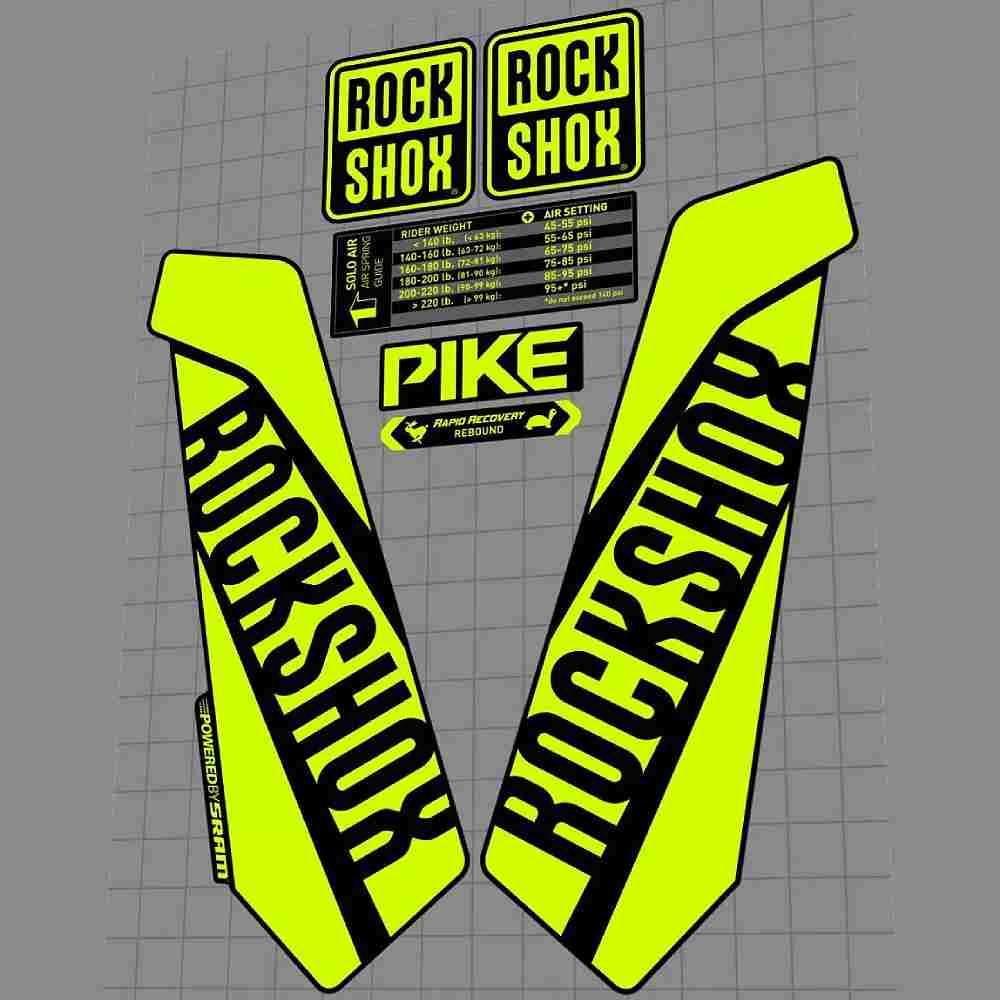 ROCK SHOX(ロックショックス)PIKE(パイク)RCT3フロントサスペンションフォークステッカーセット(2016/Fluo Yellow(フルオイエロー))