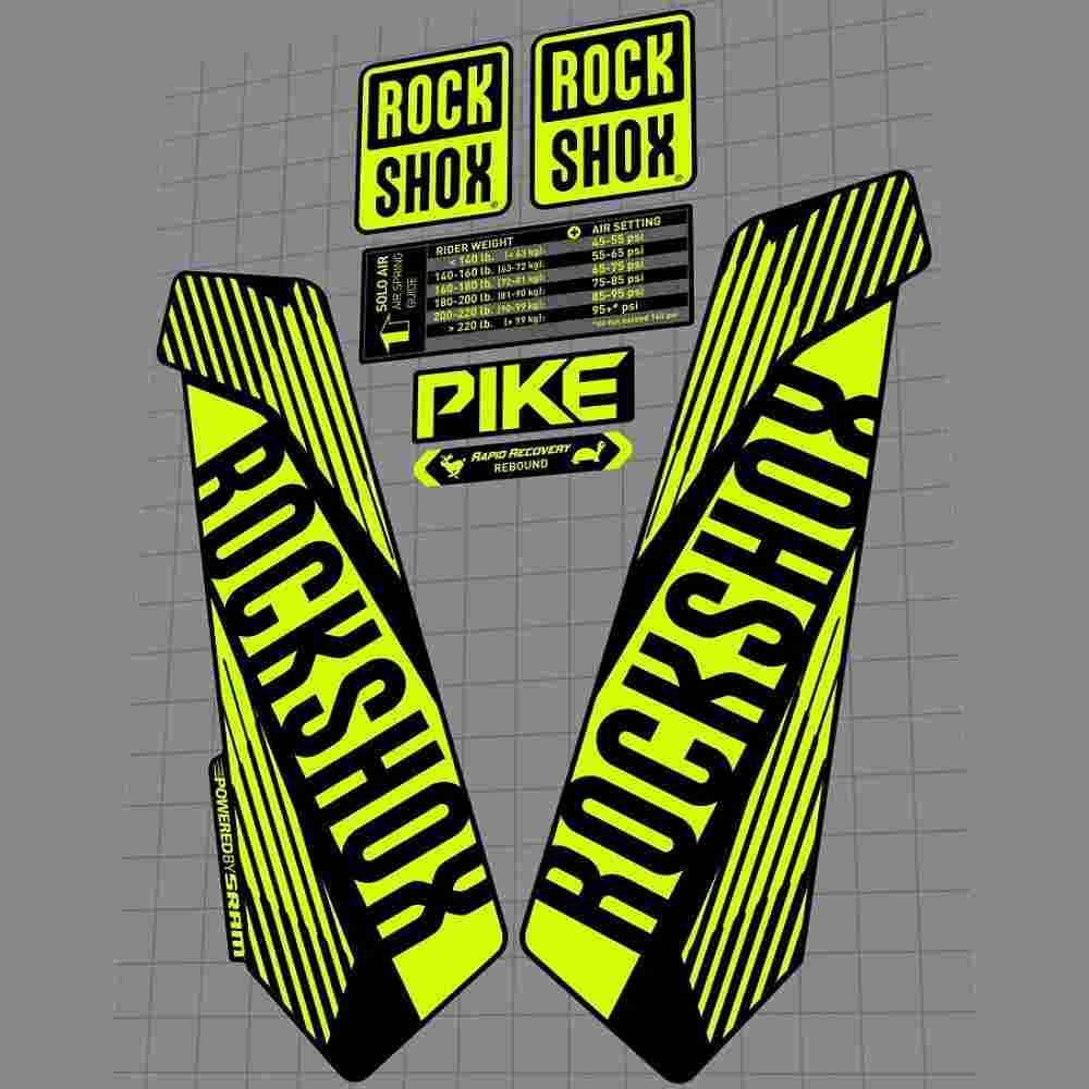 ROCK SHOX(ロックショックス)PIKE(パイク)RCT3フロントサスペンションフォークステッカーセット(2016/Fluo Yellow Commencal Edition)