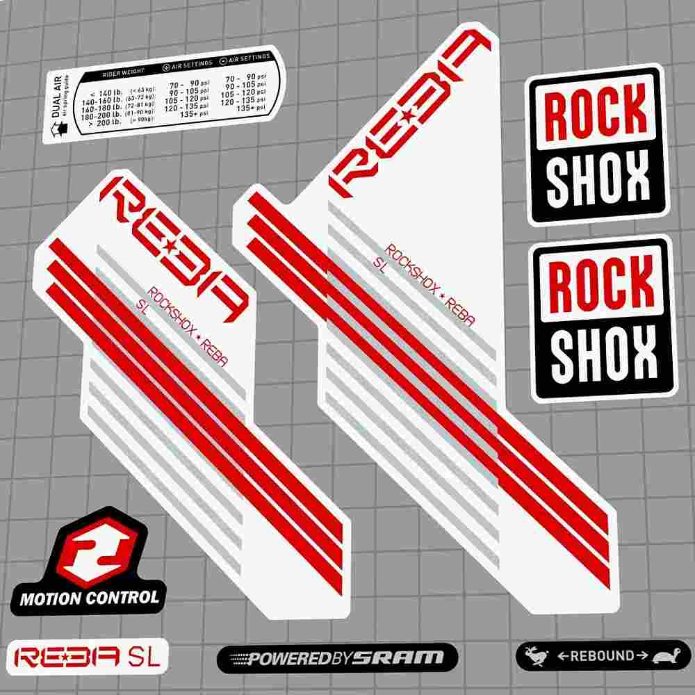 ROCK SHOX(ロックショックス)REBA SL(レバエスエル)フロントサスペンションフォークステッカーセット(2010/レッド/グレー/ホワイト)