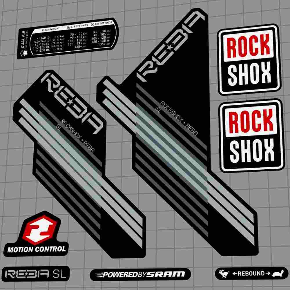 ROCK SHOX(ロックショックス)REBA SL(レバエスエル)フロントサスペンションフォークステッカーセット(2010/シルバー/グレー/ブラック)