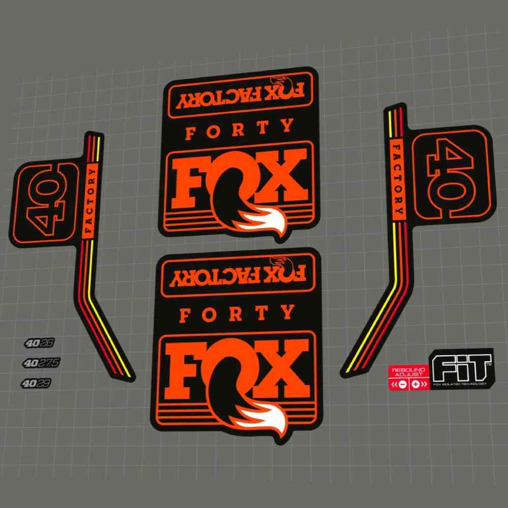 FOX(フォックス)FACTORY(ファクトリー)40フロントサスペンションフォークステッカーセット(2016/オレンジ)